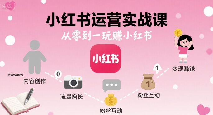 小红书运营实战课，从零到一玩賺小红书-来聚吧
