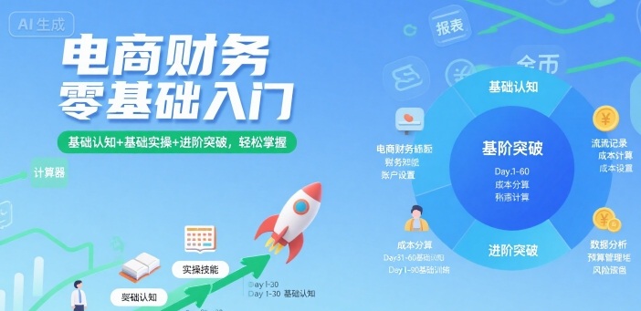 电商财务零基础入门，基础认知+基础实操+进阶突破，轻松掌握-来聚吧