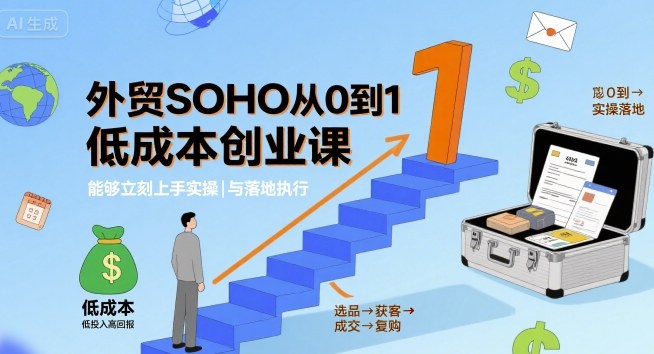 外贸SOHO从0到1低成本创业课，能够立刻上手实操与落地执行-来聚吧