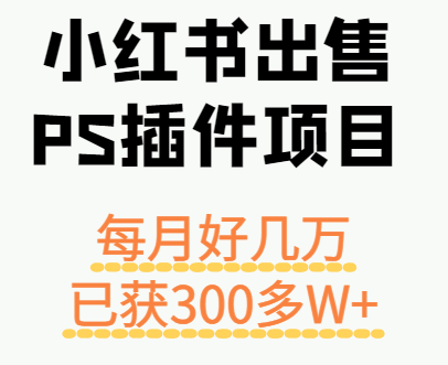 小红书出售PS插件项目，每月都收入好几万，长期操作已获利300多W+-来聚吧