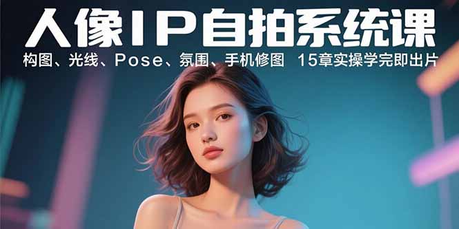人像IP自拍系统课：构图、光线、Pose、氛围、手机修图 15章实操学完即出片-来聚吧