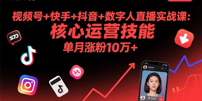 视频号+快手+抖音+数字人直播实战课(9月-来聚吧