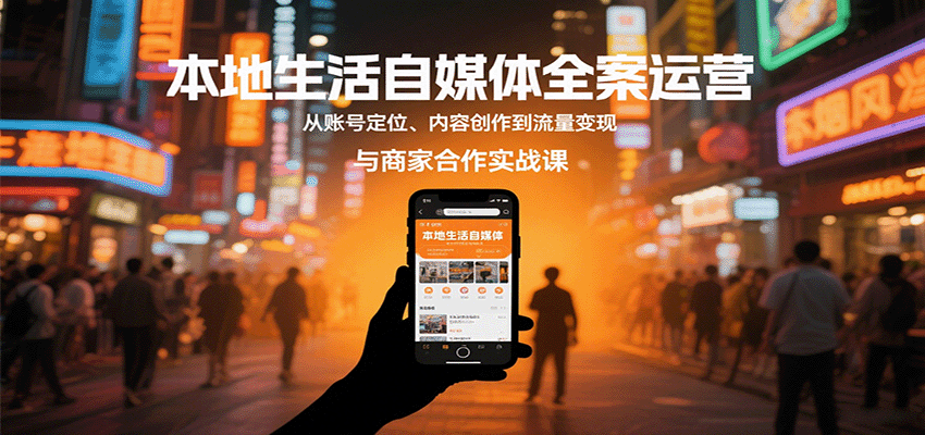 本地生活自媒体全案运营，从账号定位、内容创作到流量变现与商家合作实战课-来聚吧