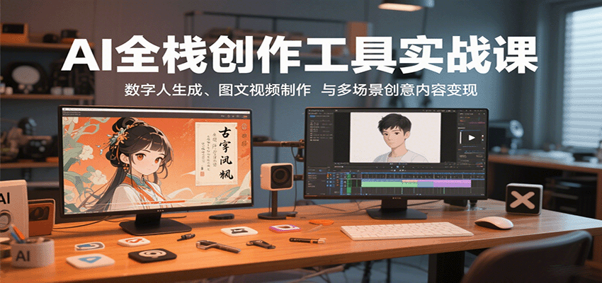 AI全栈创作工具实战课：数字人生成、图文视频制作与多场景创意内容变现-来聚吧