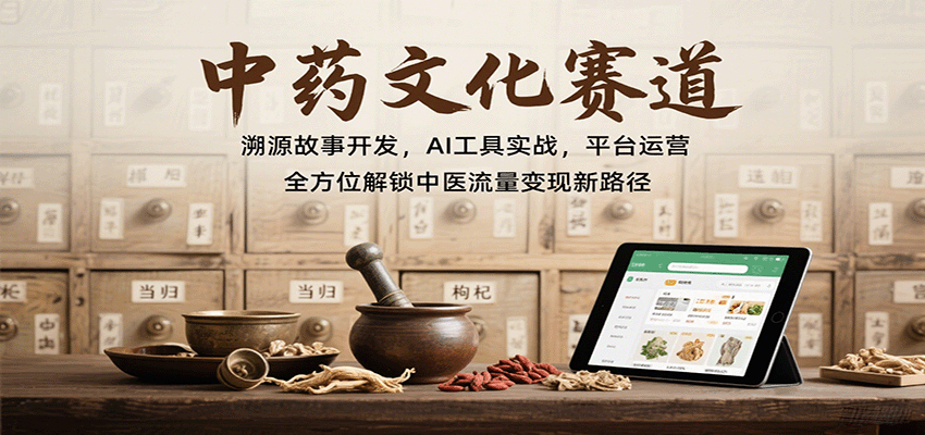 中药文化赛道：溯源故事开发，AI工具实战，平台运营，全方位解锁中医流量变现新路径-来聚吧