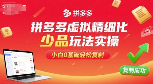 拼多多虚拟精细化少品玩法实操,小白0基础轻松复制-来聚吧