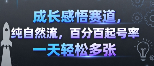 成长感悟赛道，纯自然流，百分百起号率 一天轻松多张-来聚吧