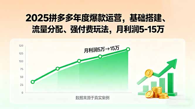 2025拼多多年度爆款运营,基础搭建、流量分配、强付费玩法,月利润5-15万-来聚吧