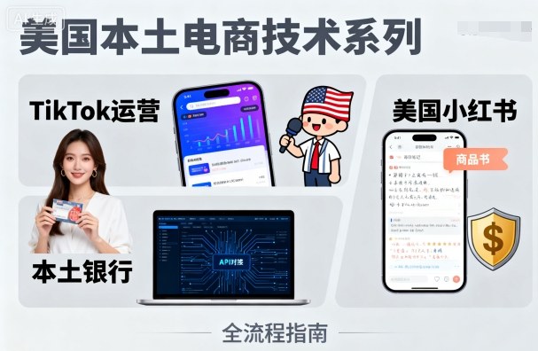 美国本土电商技术,Tiktok 运营篇+美国小红书篇+本土银行篇-来聚吧