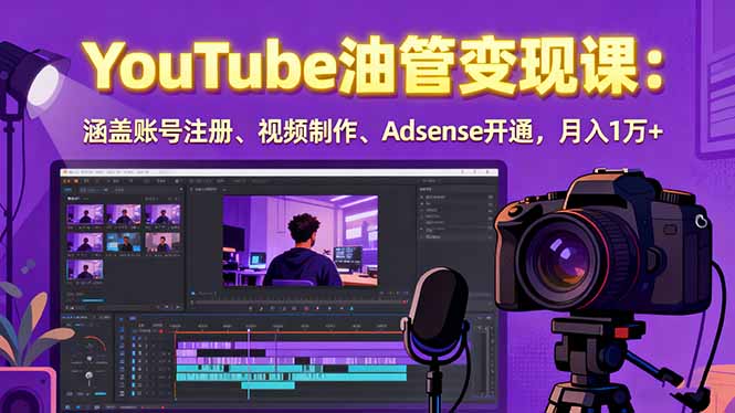 2025YouTube油管变现课:涵盖账号注册、视频制作、Adsense开通,月入1万+-来聚吧