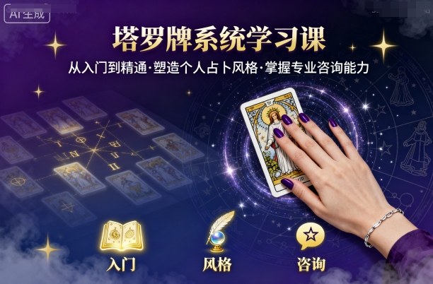 塔罗牌系统学习课,助你从入门到精通,塑造个人占卜风格,掌握专业咨询能力-来聚吧
