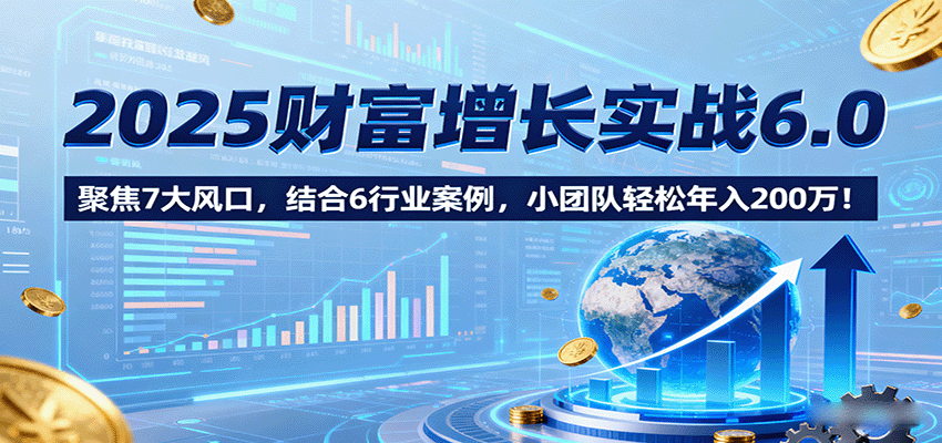 2025财富增长实战6.0，聚焦7大风口，结合6行业案例，小团队轻松年入200万！-来聚吧
