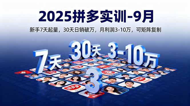 2025拼多多实训-9月:新手7天起量,30天日销破万,月利润3-10万,可矩阵复制-来聚吧