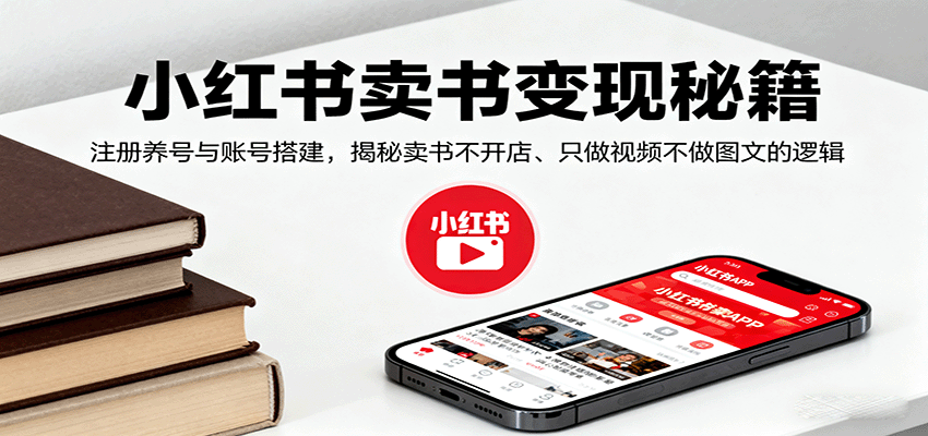 小红书卖书变现秘籍，注册养号与账号搭建，揭秘卖书不开店、只做视频不做图文的逻辑-来聚吧