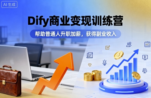 Dify商业变现训练营，帮助普通人升职加薪，获得副业收入-来聚吧