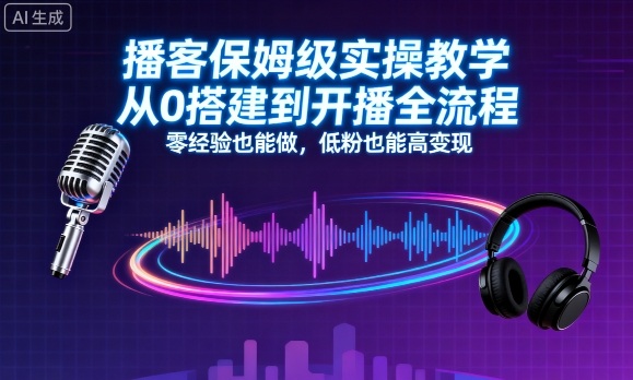 播客保姆级实操教学,从0搭建到开播全流程,零经验也能做,低粉也能高变现-来聚吧