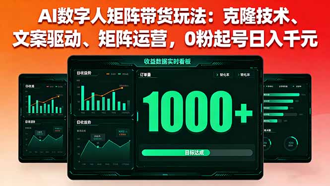 AI数字人矩阵带货玩法:克隆技术、文案驱动、矩阵运营,0粉起号日入千元-来聚吧