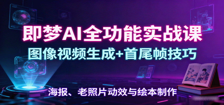 即梦AI全功能实战课：图像视频生成+首尾帧技巧，海报、老照片动效与绘本制作-来聚吧