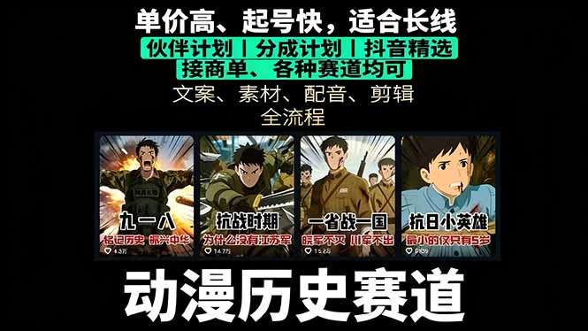 历史动漫赛道撸分成：起号、文案、素材、配音、剪辑，单视频收益破万-来聚吧