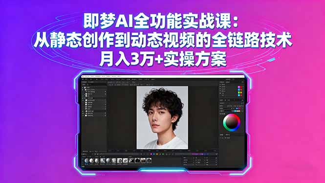 即梦AI全功能实战课：从静态创作到动态视频的全链路技术 月入3万+实操方案-来聚吧