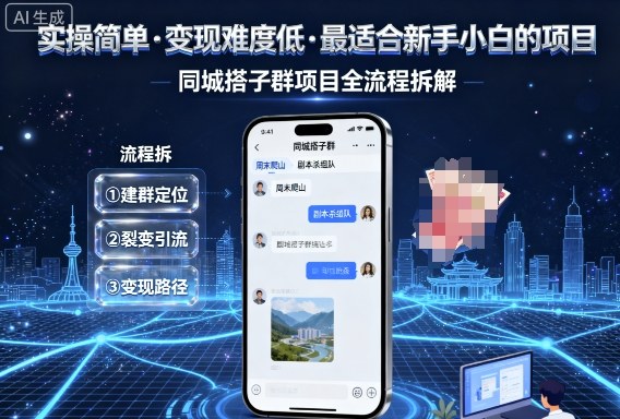 实操简单,变现难度低,最适合新手小白做的项目,每天轻松收入3张,同城搭子群项目全流程拆解-来聚吧
