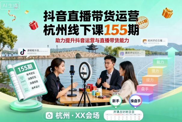 抖音直播带货运营杭州线下课155期，助力提升抖音运营与直播带货能力-来聚吧