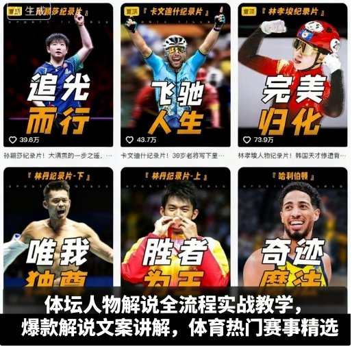 体坛人物解说全流程实战教学,爆款解说文案讲解,体育热门赛事精选-来聚吧