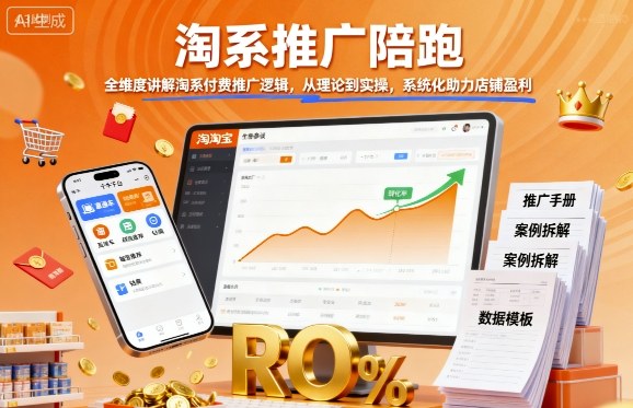 淘系推广陪跑,全维度讲解淘系付费推广逻辑,从理论到实操,系统化助力店铺盈利-来聚吧