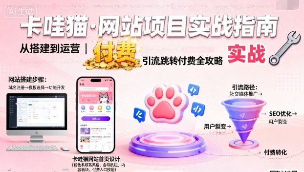 卡哇猫·网站项目,网站搭建与运营以及引流跳转付费-来聚吧