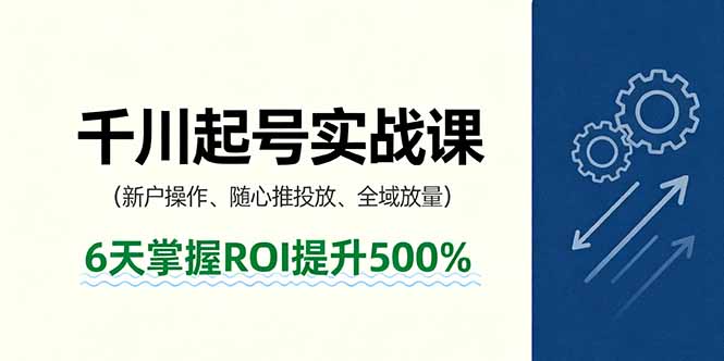 抖音千川起号实战课，新户操作,随心推投放,全域放量，6天掌握ROI提升500%-来聚吧