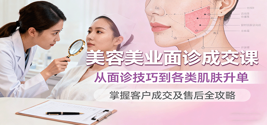 美容美业面诊成交课，从面诊技巧到各类肌肤升单，掌握客户成交及售后全攻略-来聚吧