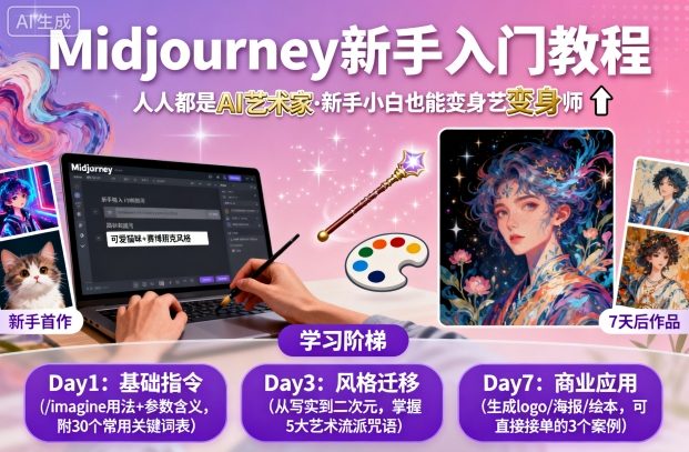 midjourney新手入门教程：人人都是AI艺术家，新手小白也能变身艺术大师-来聚吧