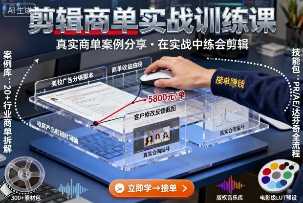 剪辑商单实战训练课,真实商单案例分享,在实战中练会剪辑-来聚吧