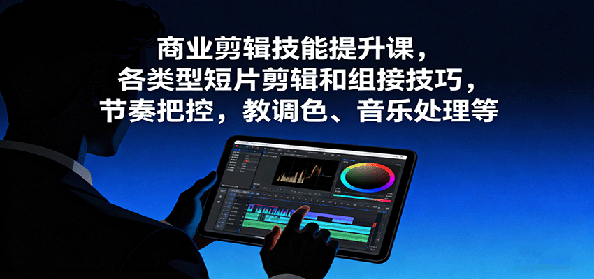 商业剪辑技能提升课，各类型短片剪辑和组接技巧，节奏把控，教调色、音乐处理等-来聚吧