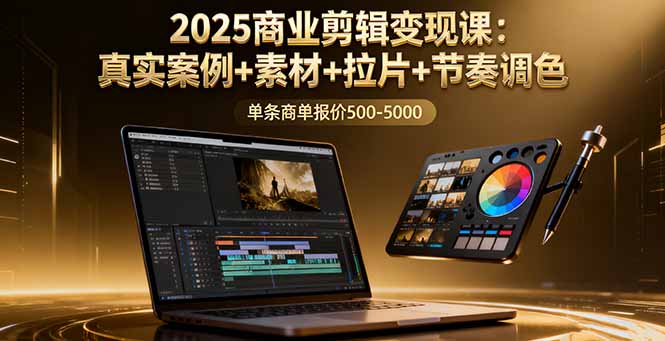 2025商业剪辑变现课：真实案例+素材+拉片+节奏调色，单条商单报价500-5000-来聚吧
