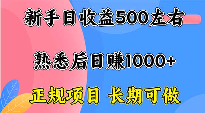 新手日收益500+ 正规项目 长期可做-来聚吧
