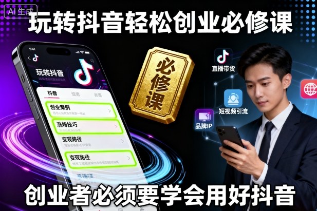 玩转抖音轻松创业必修课，创业者必须要学会用好抖音-来聚吧