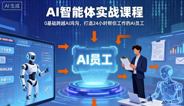 Ai智能体实战课程，0基础跨越Ai鸿沟，打造24小时帮你工作的Ai员工，打破常规，以实战定义Ai-来聚吧