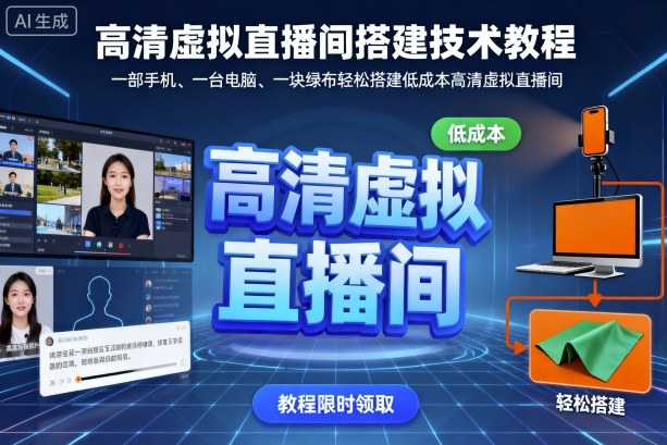 高清虚拟直播间搭建技术教程，一部手机、一台电脑、一块绿布轻松搭建低成本高清虚拟直播间-来聚吧