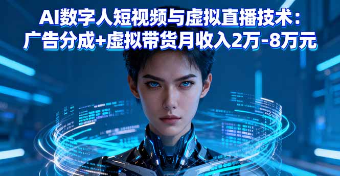 AI数字人短视频与虚拟直播技术：广告分成+虚拟带货月收入2万-8万元-来聚吧