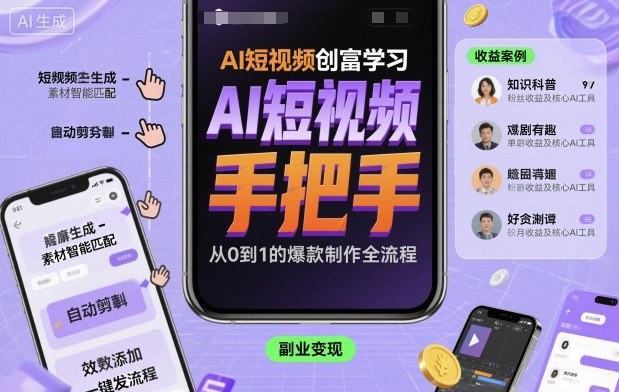 AI短视频创富学习，手把手教会你制作AI短视频-来聚吧