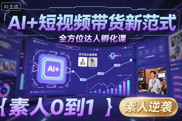 AI+短视频带货新范式全方位达人孵化课，素人也可以从0到1，全方位认知短视频带货-来聚吧