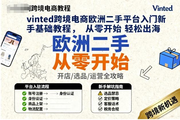 vinted跨境电商欧洲二手平台入门新手基础教程,从零开始轻松出海-来聚吧