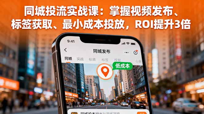 同城投流实战课：掌握视频发布、标签获取、最小成本投放，ROI提升3倍-来聚吧