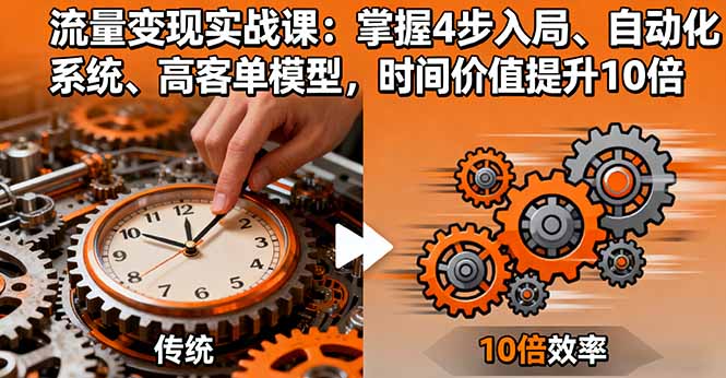 流量变现实战课：掌握4步入局、自动化系统、高客单模型，时间价值提升10倍-来聚吧