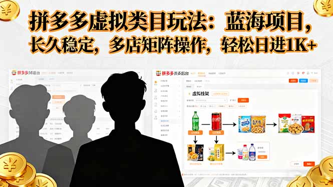 拼多多虚拟类目玩法,蓝海项目,长久稳定,多店矩阵操作,轻松日进1K+-来聚吧