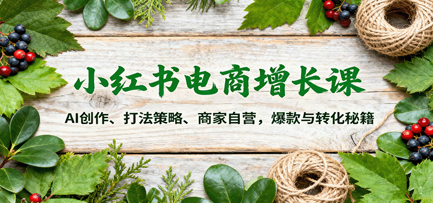 小红书电商增长课：AI创作、打法策略、商家自营，爆款与转化秘籍-来聚吧