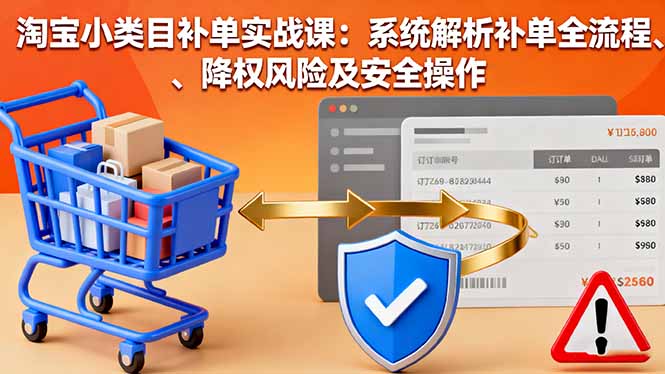 淘宝小类目补单实战课：系统解析补单全流程、降权风险及安全操作-来聚吧