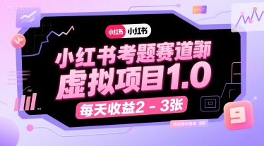 小红书考题赛道虚拟项目1.0，项目操作简单，每天收益2-3张-来聚吧