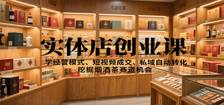 实体店创业课：学经营模式、短视频成交、私域自动转化，挖掘烟酒茶赛道机会-来聚吧